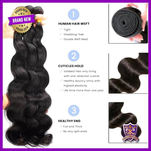 12A Human Hair Bundles 18-24 Inch Body Wave Extensions 4 Bundles Quick Weave main image 4